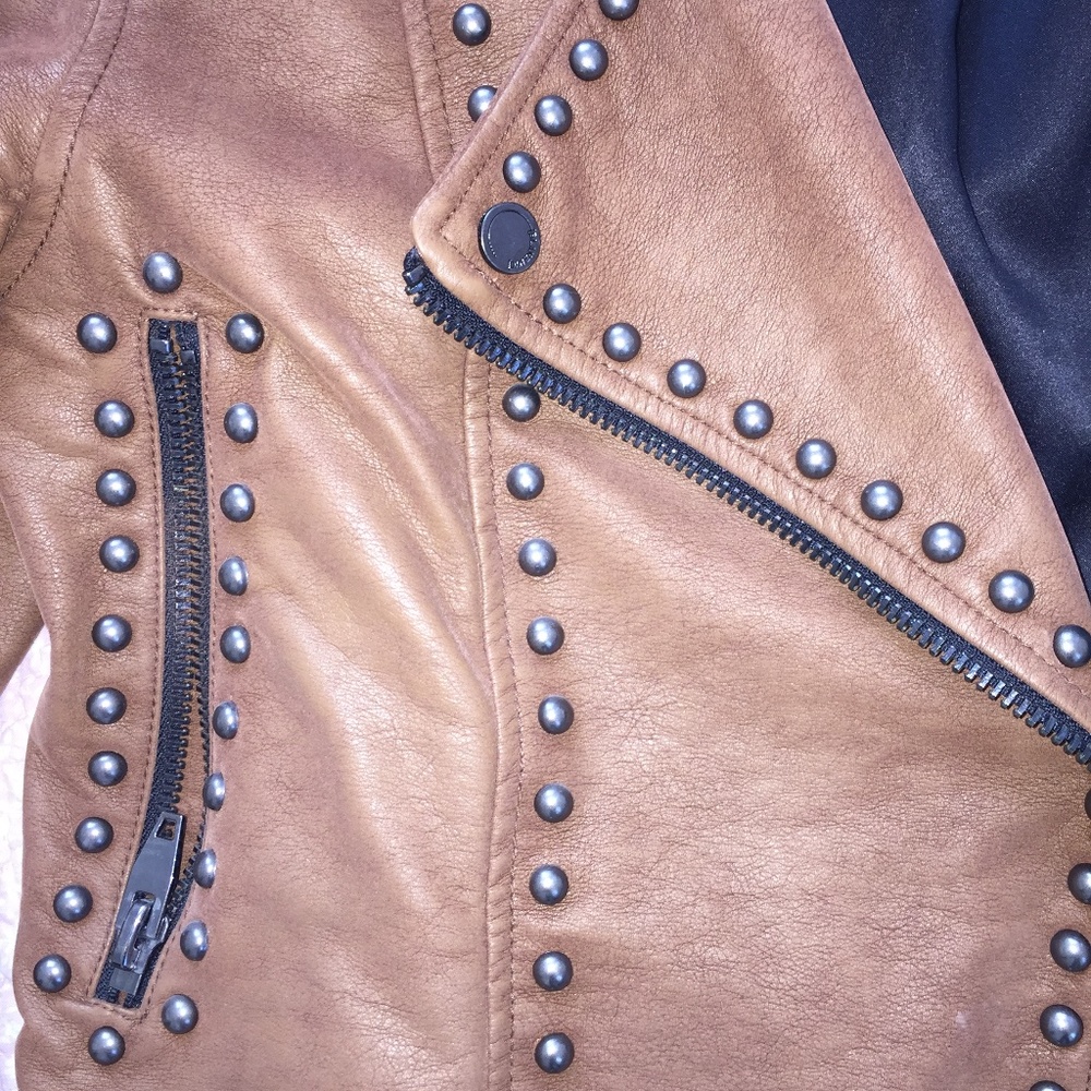 Faux Leather Jacket Zippers & Studs